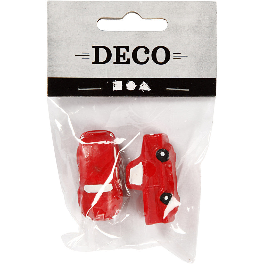 Miniatuur figuren, H: 20 mm, L: 40 mm, rood, 2 stuk/ 1 doos [HOB-69839]