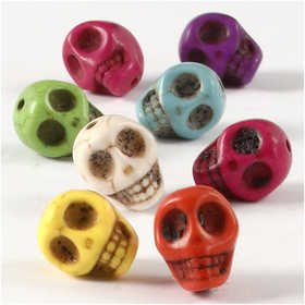 Howlite, d 12 mm, gatgrootte 1,5 mm, sterke kleuren, 32 stuk/ 1 doos [HOB-69919]