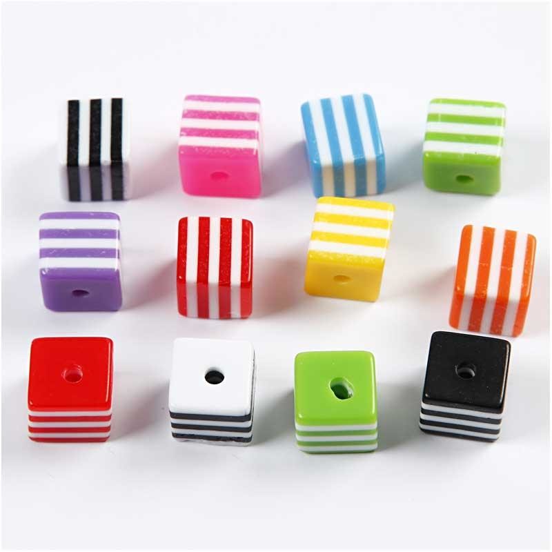 Perles Multi Mix, dim. 8x8 mm, diamètre intérieur 2,5 mm, ca. 135 pièce, 80 gr, 110 ml/ 1 Pq. [HOB-699831]