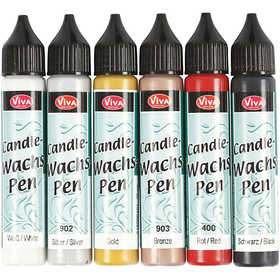 Kaarsversierpen, standaardkleuren, 6x28 ml/ 1 doos [HOB-73514]