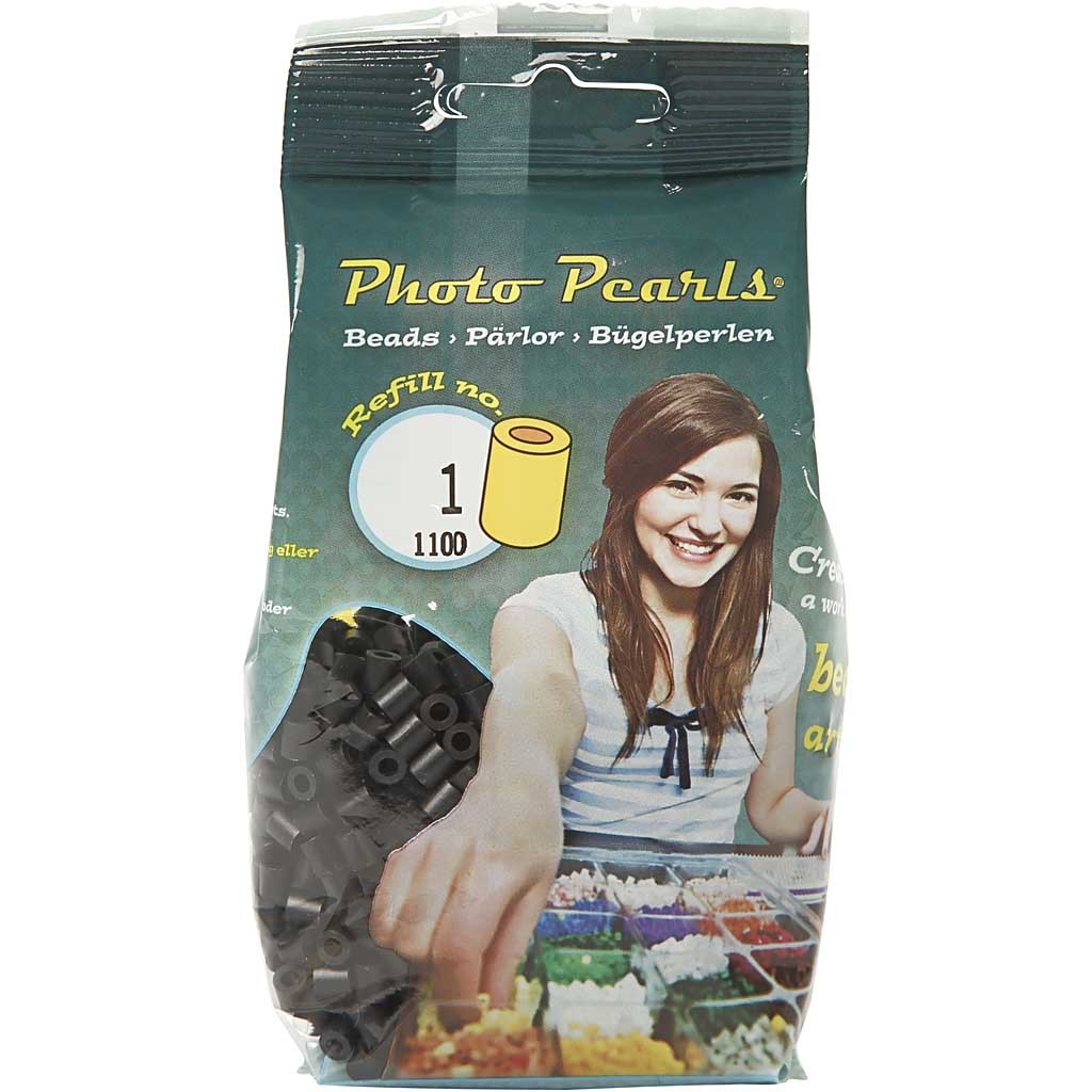 Strijkkralen, afm 5x5 mm, gatgrootte 2,5 mm, medium, schwarz (32220), 1100 stuk/ 1 doos [HOB-751010]