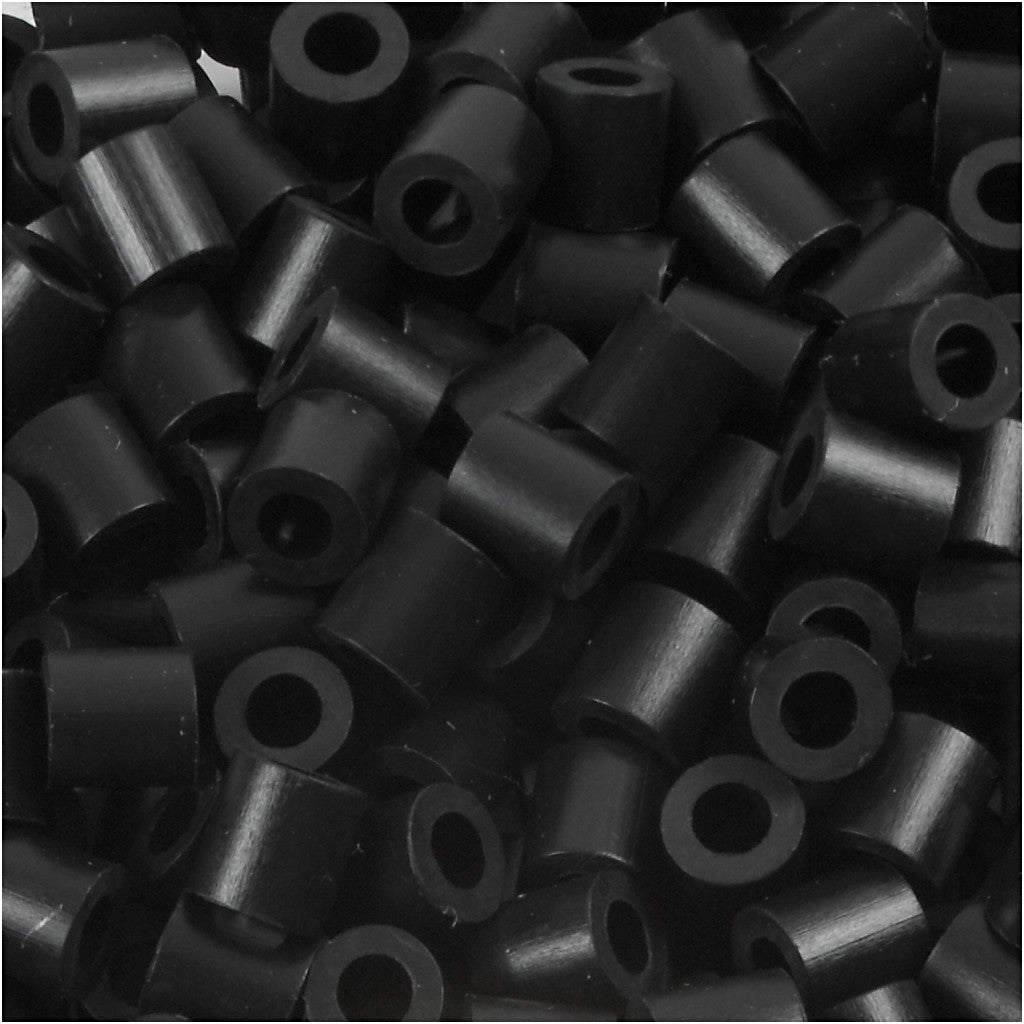 Strijkkralen, afm 5x5 mm, gatgrootte 2,5 mm, medium, schwarz (32220), 6000 stuk/ 1 doos [HOB-751011]