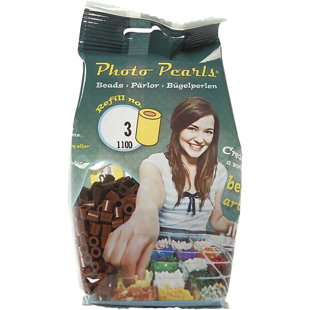 Strijkkralen, afm 5x5 mm, gatgrootte 2,5 mm, medium, bruin (32229), 1100 stuk/ 1 doos [HOB-751030]