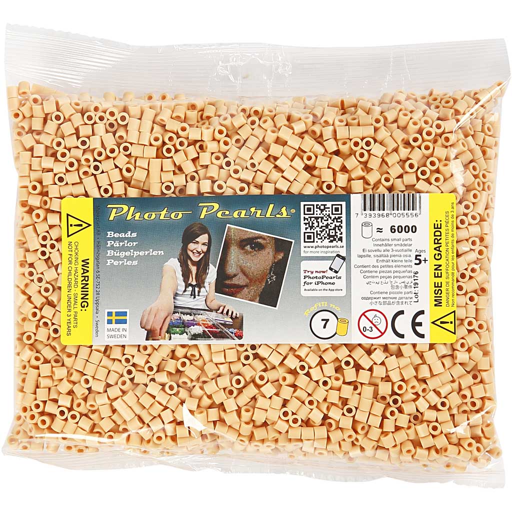 Perles à repasser, dim. 5x5 mm, diamètre intérieur 2,5 mm, medium, beige clair (32228), 6000 pièces/ 1 Pq. [HOB-751071]