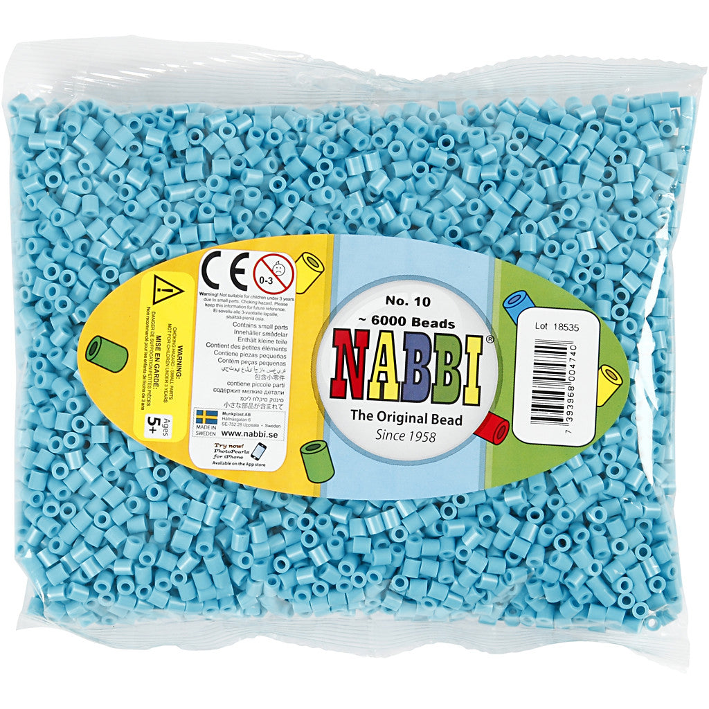 Strijkkralen, afm 5x5 mm, gatgrootte 2,5 mm, medium, turquoise (32256), 6000 stuk/ 1 doos [HOB-751101]