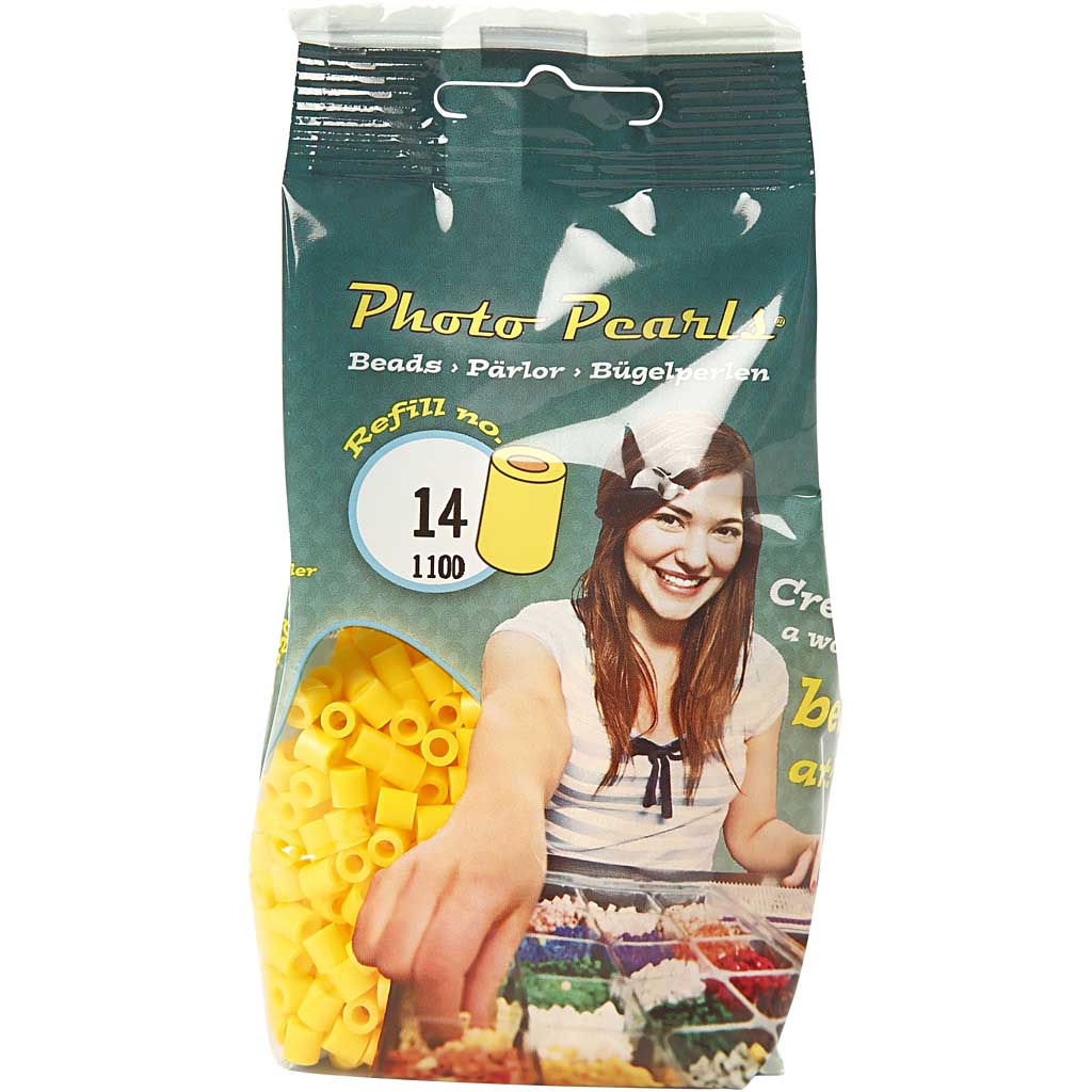 Perles à repasser, dim. 5x5 mm, diamètre intérieur 2,5 mm, medium, jaune (32227), 1100 pièces/ 1 Pq. [HOB-751140]