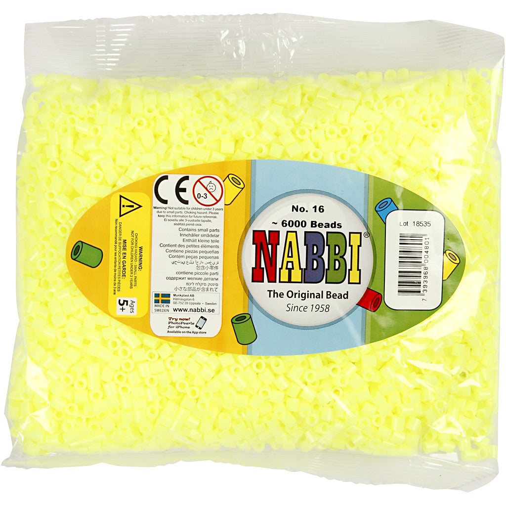 Perles à repasser, dim. 5x5 mm, diamètre intérieur 2,5 mm, medium, jaune pastel (32244), 6000 pièces/ 1 Pq. [HOB-751161]