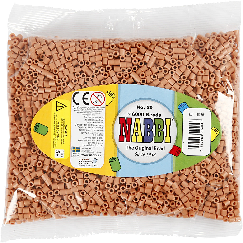 Perles à repasser, dim. 5x5 mm, diamètre intérieur 2,5 mm, medium, brun clair (32260), 6000 pièces/ 1 Pq. [HOB-751201]