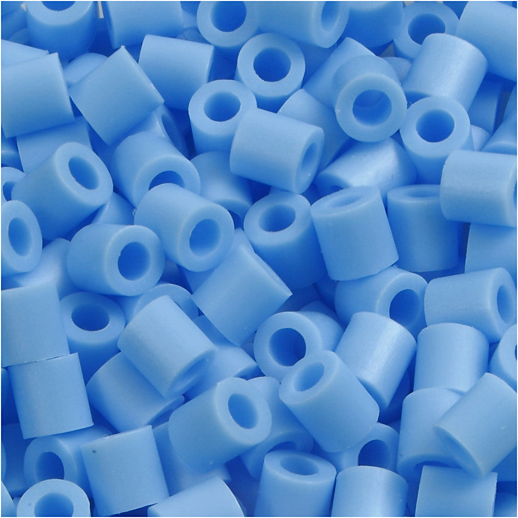 Strijkkralen, afm 5x5 mm, gatgrootte 2,5 mm, medium, pastel blauw (32224), 1100 stuk/ 1 doos [HOB-751230]