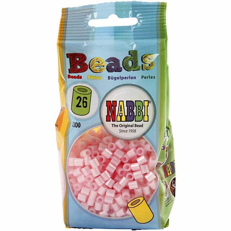 Perles à repasser, dim. 5x5 mm, diamètre intérieur 2,5 mm, medium, rose nacrées (32259), 1100 pièces/ 1 Pq. [HOB-751260]