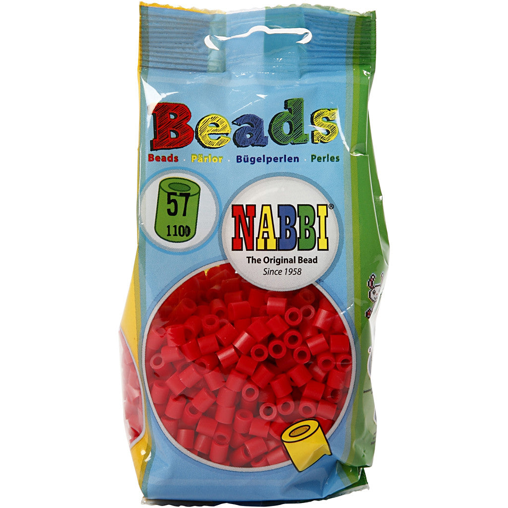 Perles à repasser, dim. 5x5 mm, diamètre intérieur 2,5 mm, medium, rouge (32231), 1100 pièces/ 1 Pq. [HOB-751310]