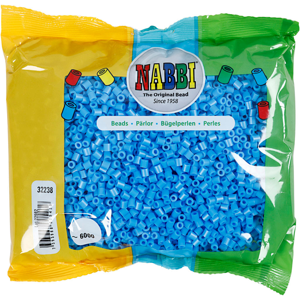 Strijkkralen, afm 5x5 mm, gatgrootte 2,5 mm, medium, blauw (32238), 6000 stuk/ 1 doos [HOB-751371]