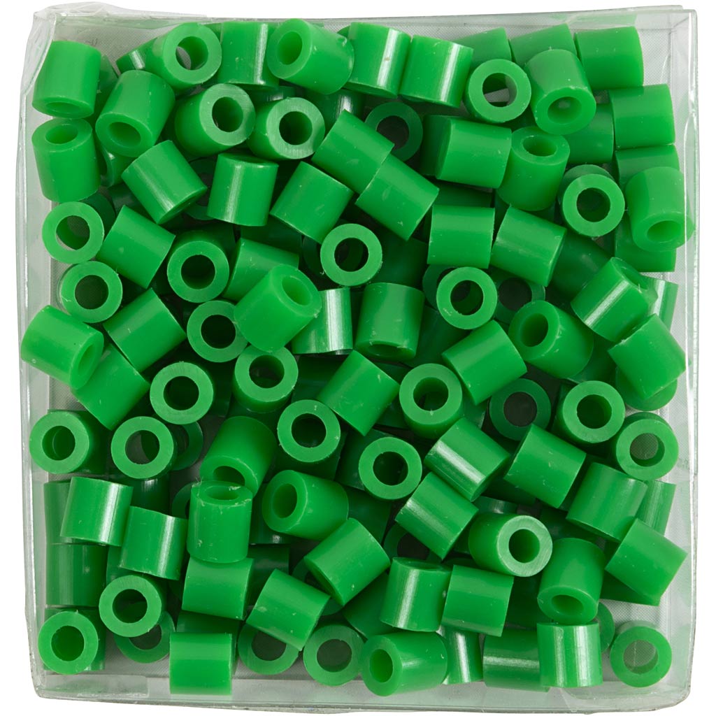 Fuse Beads, size 5x5 mm, hole size 2,5 mm, medium, green (32230), 1100 pc