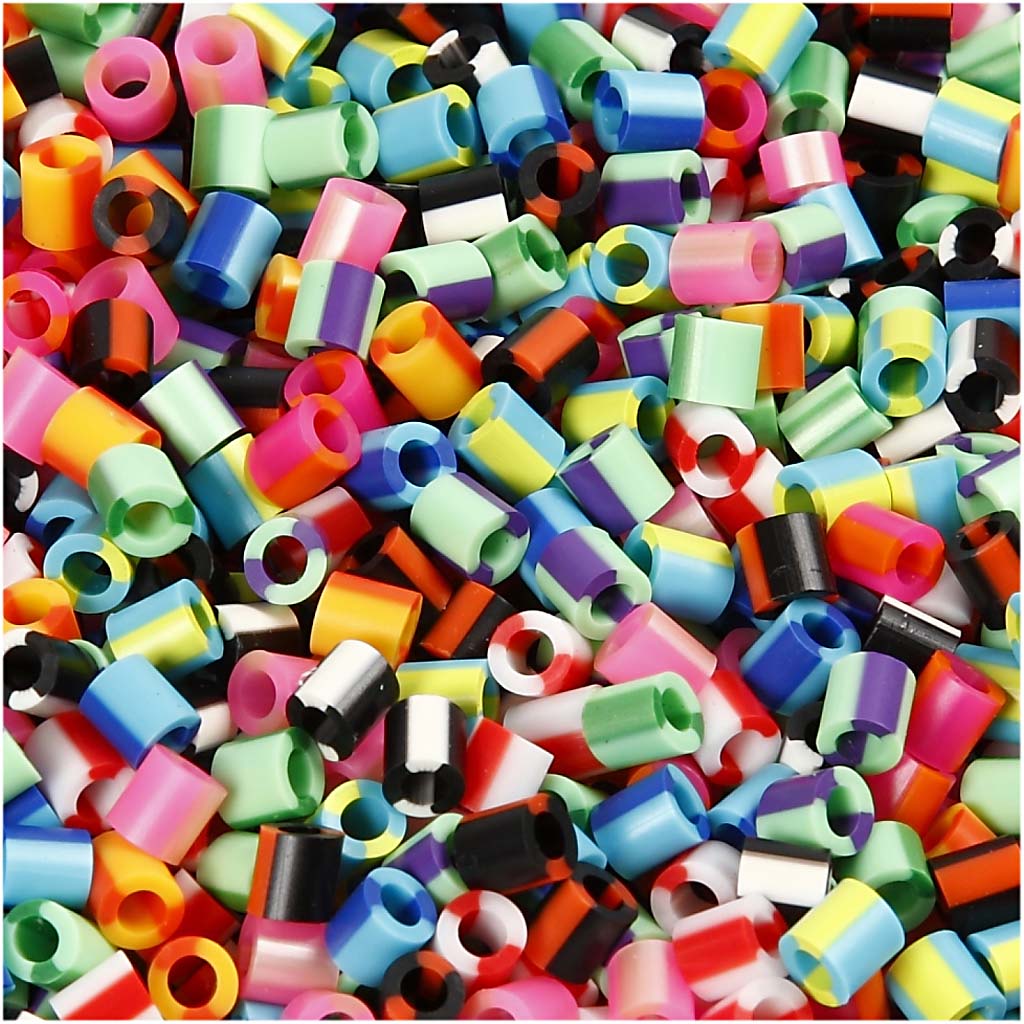 Fuse Beads, size 5x5 mm, hole size 2,5 mm, medium, stripe, 10000asstd.