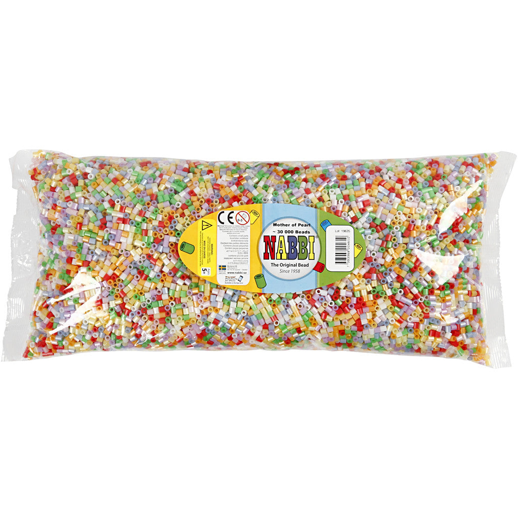 Strijkkralen, afm 5x5 mm, gatgrootte 2,5 mm, medium, diverse kleuren, 30000 div/ 1 doos [HOB-752601]