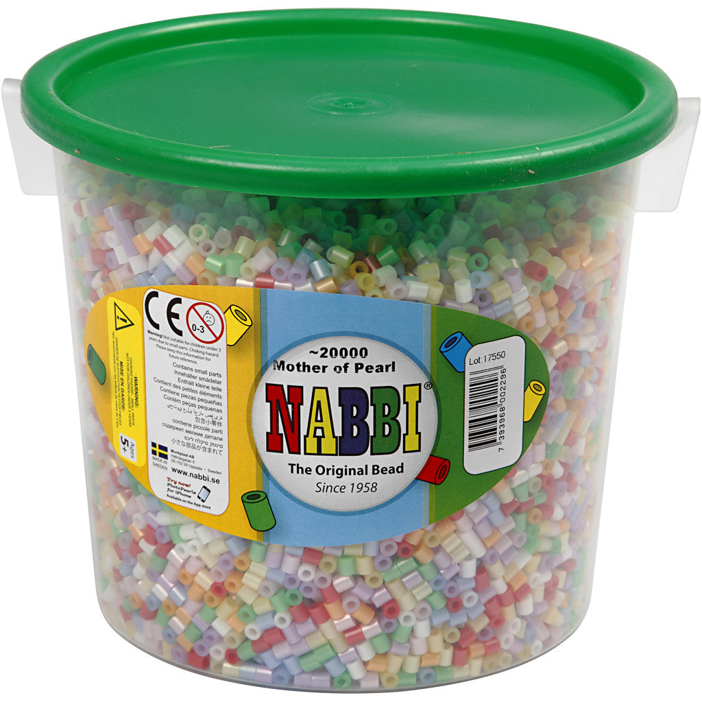 Perles à repasser, dim. 5x5 mm, diamètre intérieur 2,5 mm, medium, couleurs nacrées, 20000 ass./ 1 seau [HOB-75260]