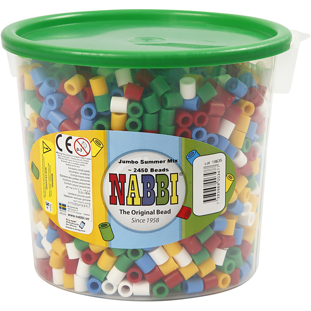 Perles à repasser, dim. 10x10 mm, diamètre intérieur 5,5 mm, JUMBO, couleurs classiques, 2450 ass./ 1 Pq. [HOB-753513]