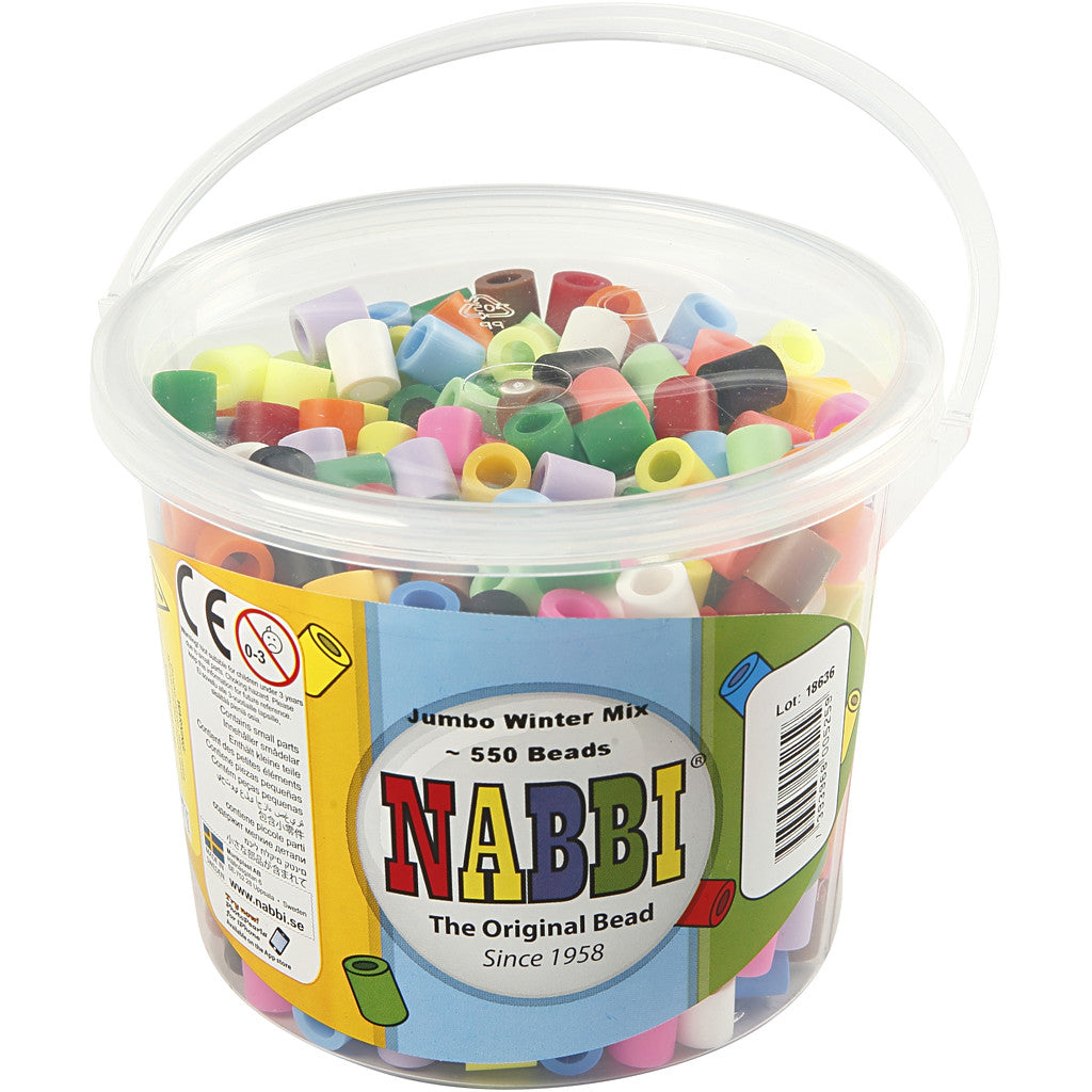 Strijkkralen, afm 10x10 mm, gatgrootte 5,5 mm, JUMBO, extra kleuren, 550 div/ 1 doos [HOB-753544]