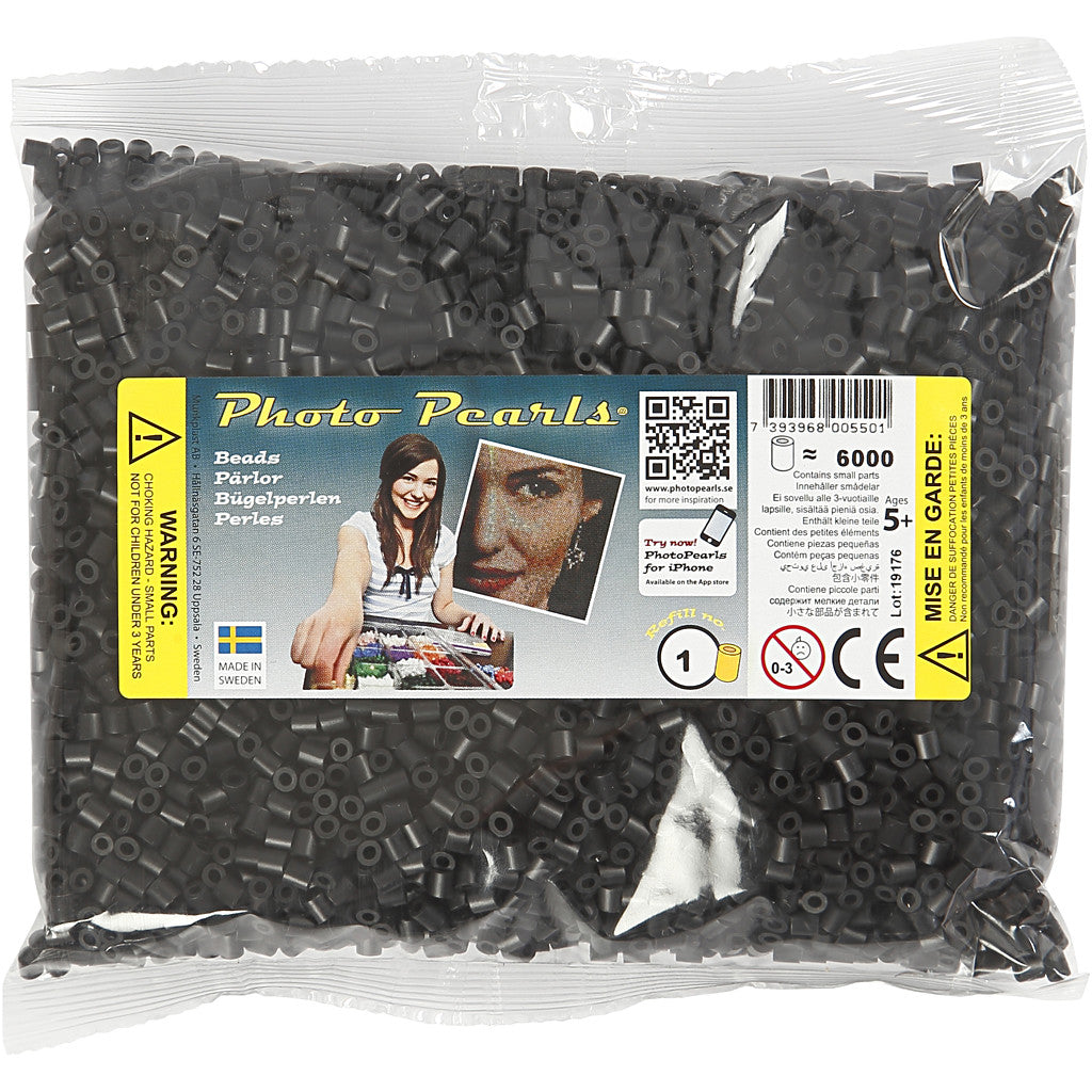 Foto kralen, afm 5x5 mm, gatgrootte 2,5 mm, medium, schwarz (1), 6000 stuk/ 1 doos [HOB-75501]