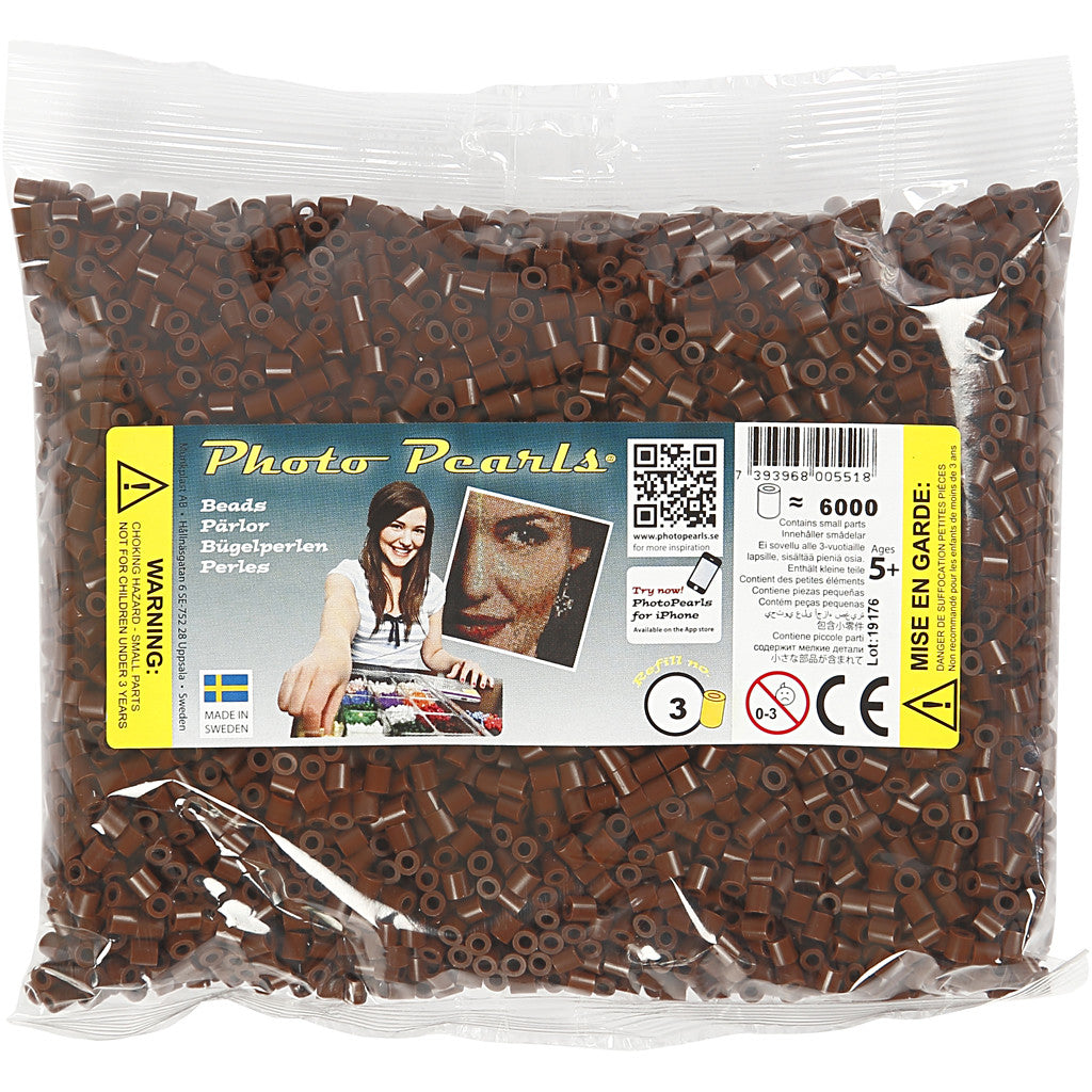 Foto kralen, afm 5x5 mm, gatgrootte 2,5 mm, medium, bruin (3), 6000 stuk/ 1 doos [HOB-75503]
