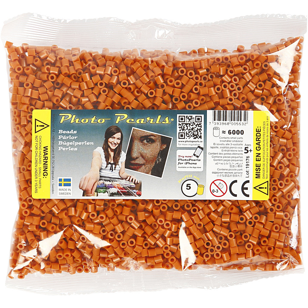 Foto kralen, afm 5x5 mm, gatgrootte 2,5 mm, medium, rood bruin (5), 6000 stuk/ 1 doos [HOB-75505]