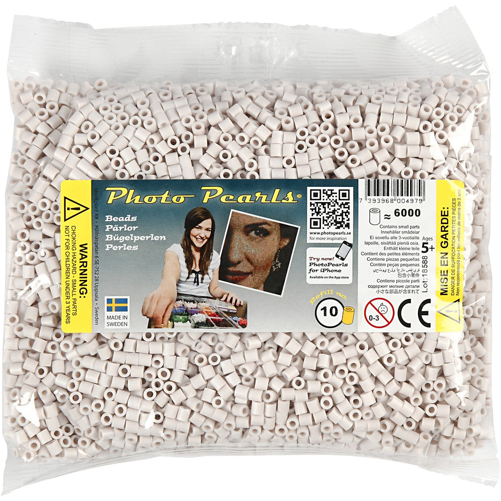 Photo Pearls, dim. 5x5 mm, diamètre intérieur 2,5 mm, medium, gris clair (10), 6000 pièces/ 1 Pq. [HOB-75510]