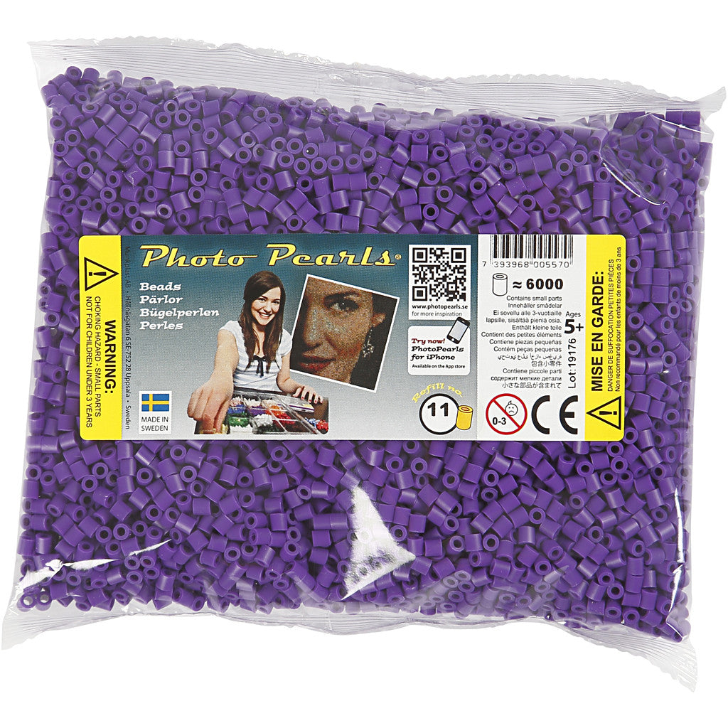 Photo Pearls, dim. 5x5 mm, diamètre intérieur 2,5 mm, medium, violet foncé (11), 6000 pièces/ 1 Pq. [HOB-75511]