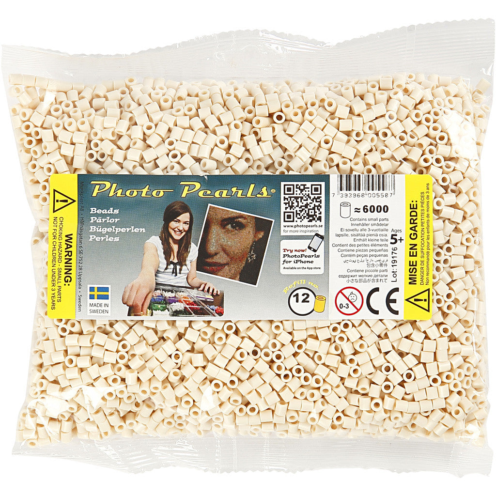 Photo Pearls, dim. 5x5 mm, diamètre intérieur 2,5 mm, medium, beige clair (12), 6000 pièces/ 1 Pq. [HOB-75512]
