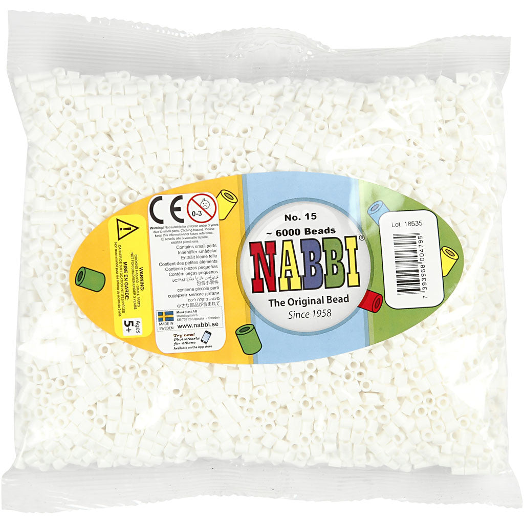 Photo Pearls, dim. 5x5 mm, diamètre intérieur 2,5 mm, medium, blanc (15), 6000 pièces/ 1 Pq. [HOB-75515]