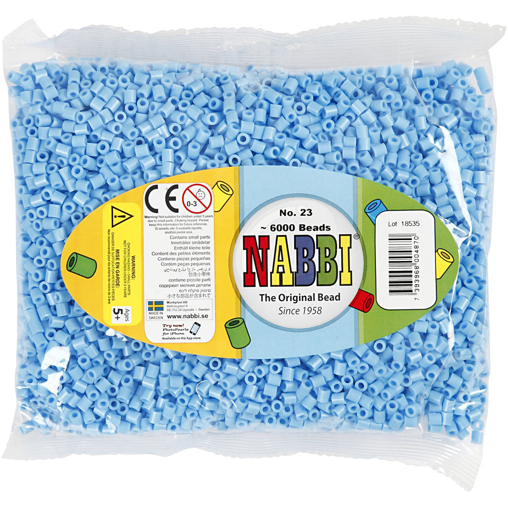 Foto kralen, afm 5x5 mm, gatgrootte 2,5 mm, medium, pastel blauw (23), 6000 stuk/ 1 doos [HOB-75523]