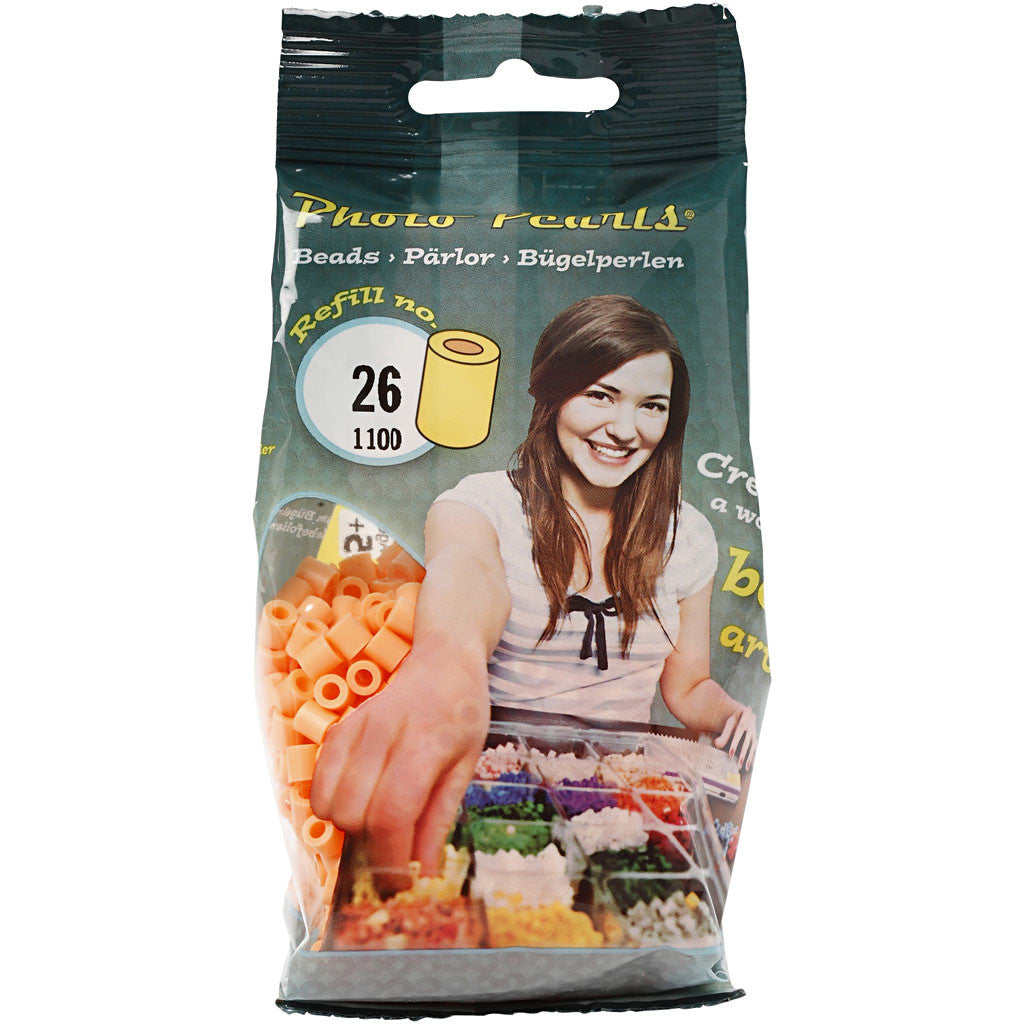 Foto kralen, afm 5x5 mm, gatgrootte 2,5 mm, medium, lichtoranje (26), 1100 stuk/ 1 doos [HOB-755260]