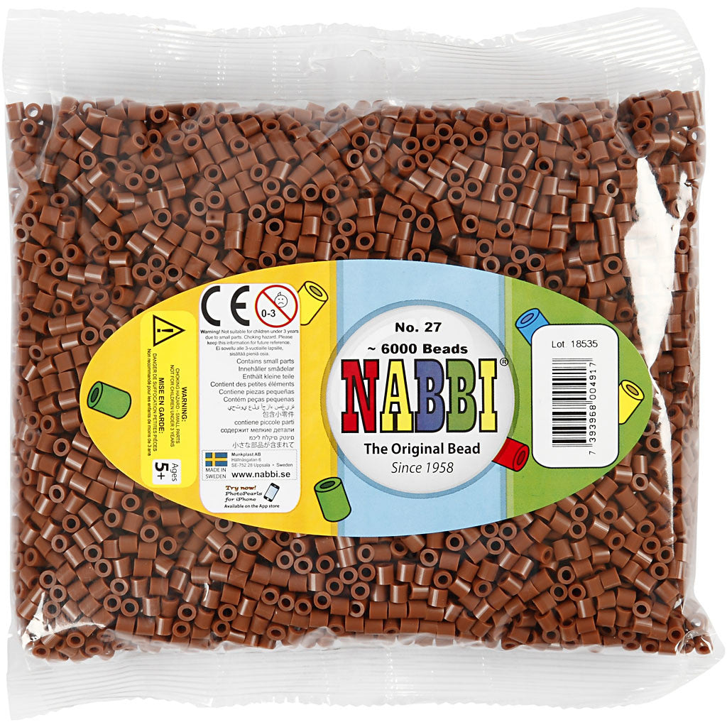 Foto kralen, afm 5x5 mm, gatgrootte 2,5 mm, medium, chocolate (27), 6000 stuk/ 1 doos [HOB-75527]