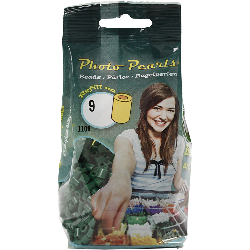 Photo Pearls, dim. 5x5 mm, diamètre intérieur 2,5 mm, medium, vert foncé (9), 1100 pièces/ 1 Pq. [HOB-755590]
