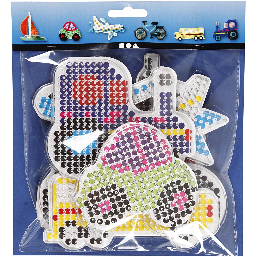 Onderplaat, auto, vliegtuig, boot, trekker, bus en fiets, afm 9x9,5+11x16 cm, medium, 6 stuk/ 1 doos [HOB-75593]