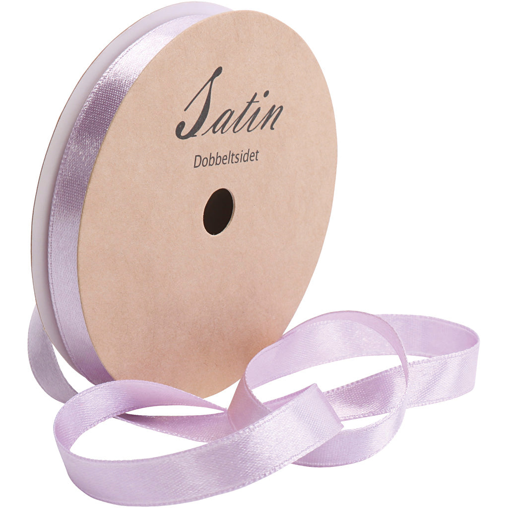 Ruban de satin, L : 10 mm, mauve clair, 10 m/ 1 rouleau [HOB-780144]