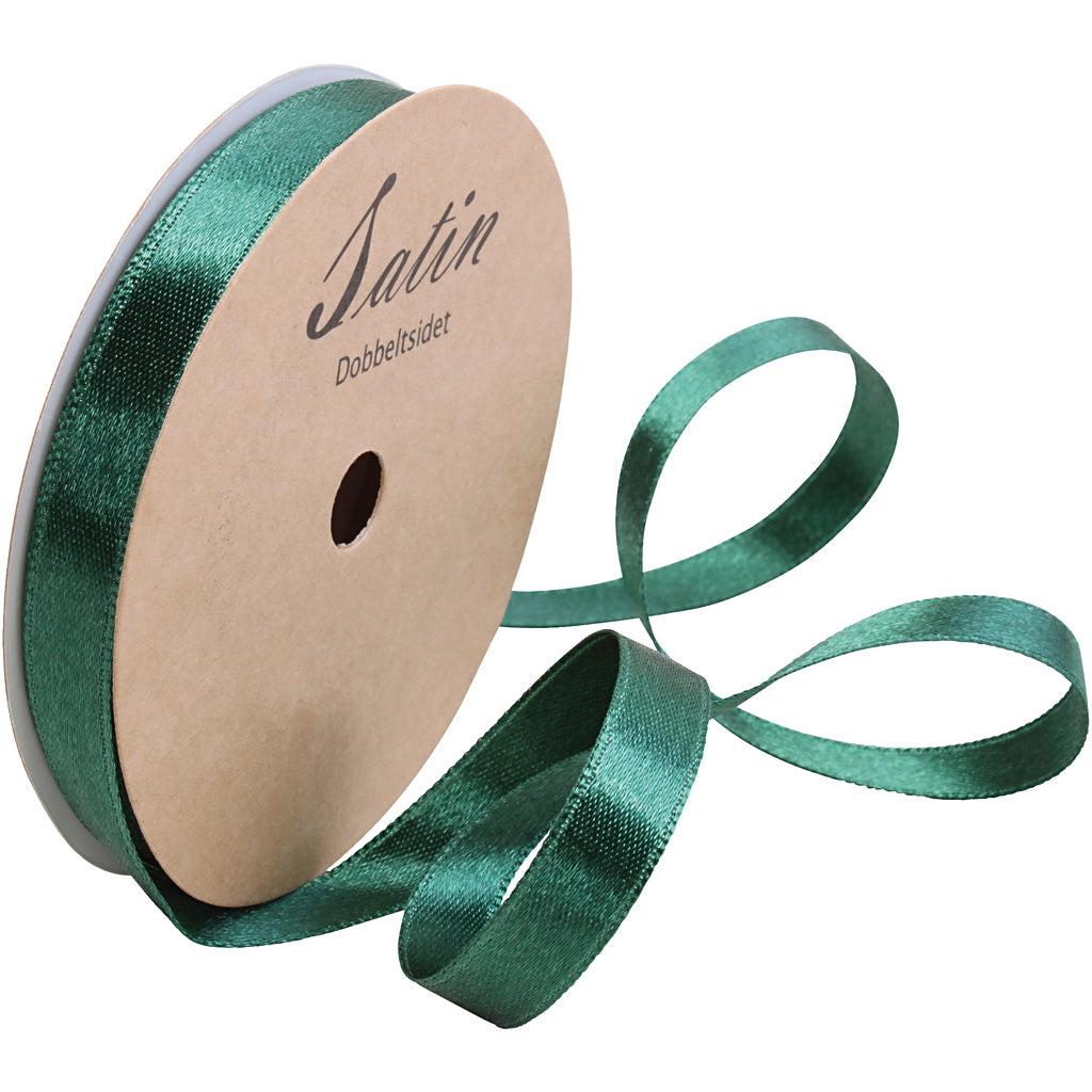 Ruban de satin, L : 10 mm, vert, 3x10 m/ 1 rouleau [HOB-780264]