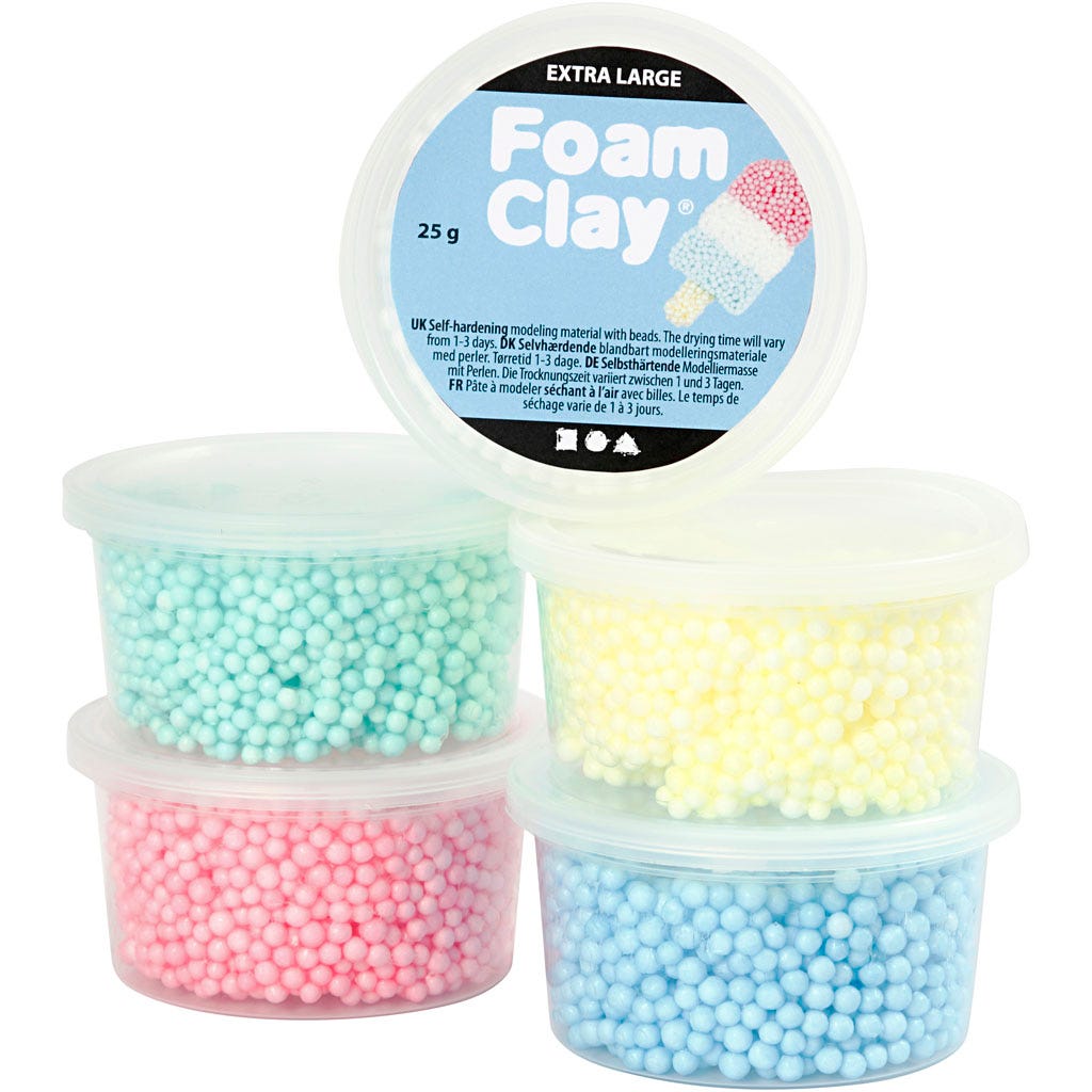 Foam Clay Extra Large, ass. de couleurs, 5x25 gr/ 1 Pq. [HOB-780940]