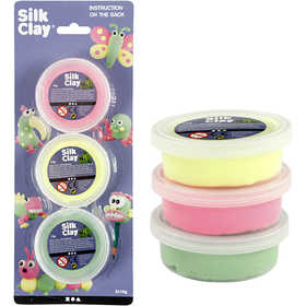 Silk Clay®, lichtgroen, neon roze, neon geel, 3x14 gr/ 1 doos [HOB-78148]