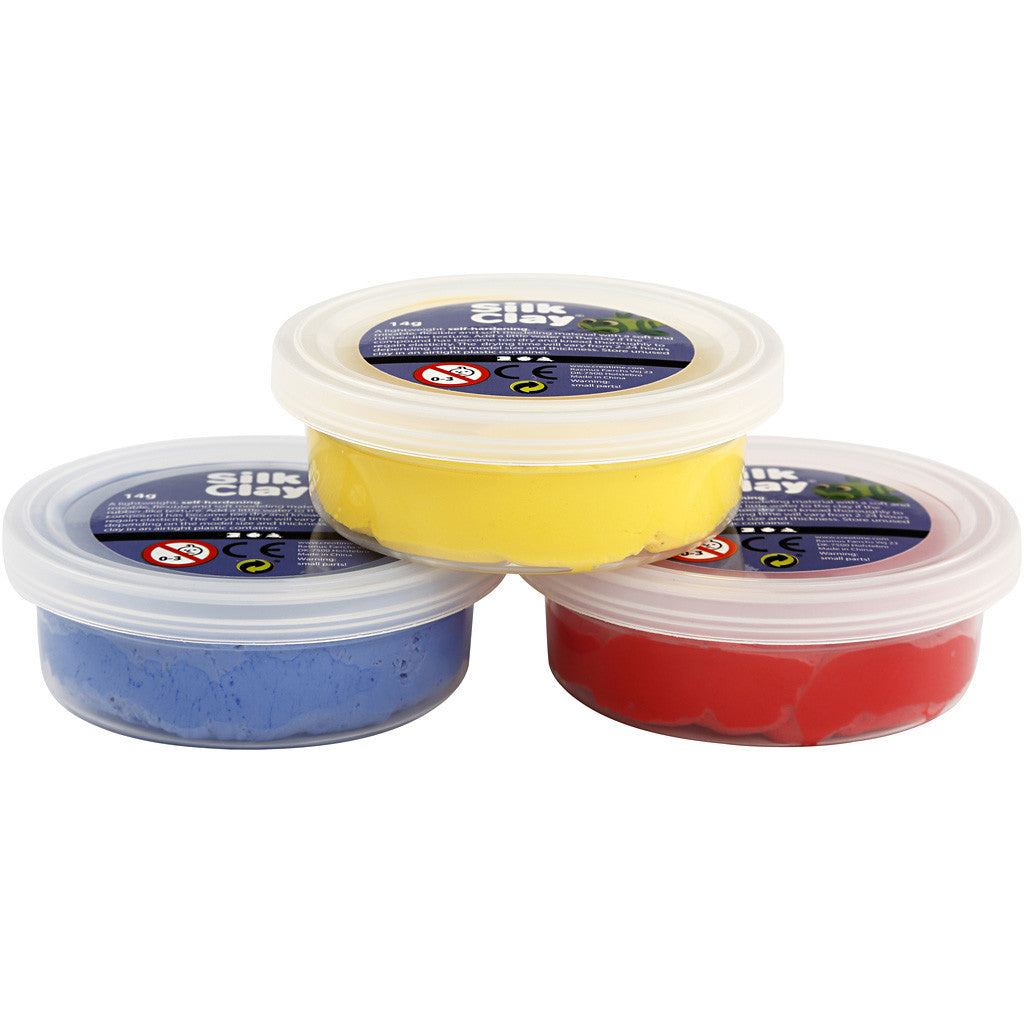 Silk Clay®, blauw, rood, geel, 3x14 gr/ 1 doos [HOB-78149]