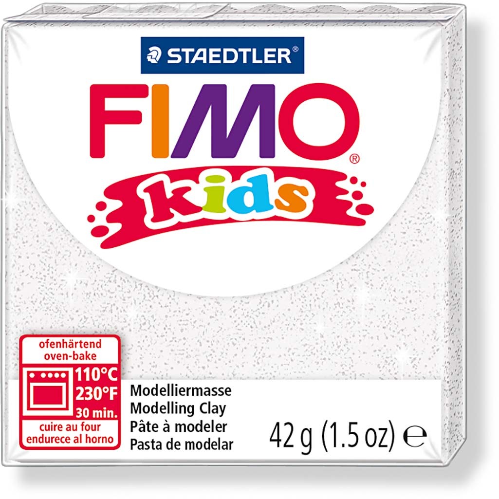 Pâte FIMO® pour Enfant, paillettes, blanc, 42 gr/ 1 Pq. [HOB-78534]