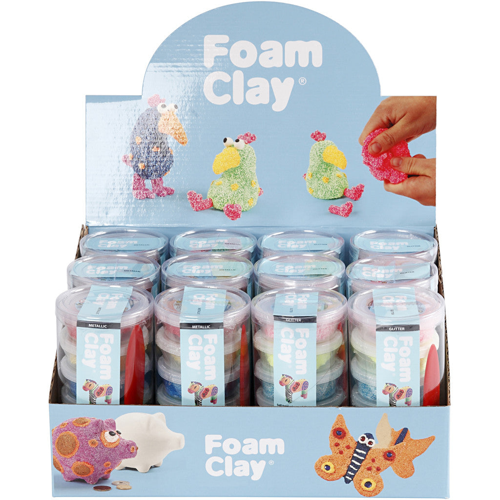 Foam Clay®, glitterkleuren, metallic kleuren, 12 set/ 1 doos [HOB-78720]