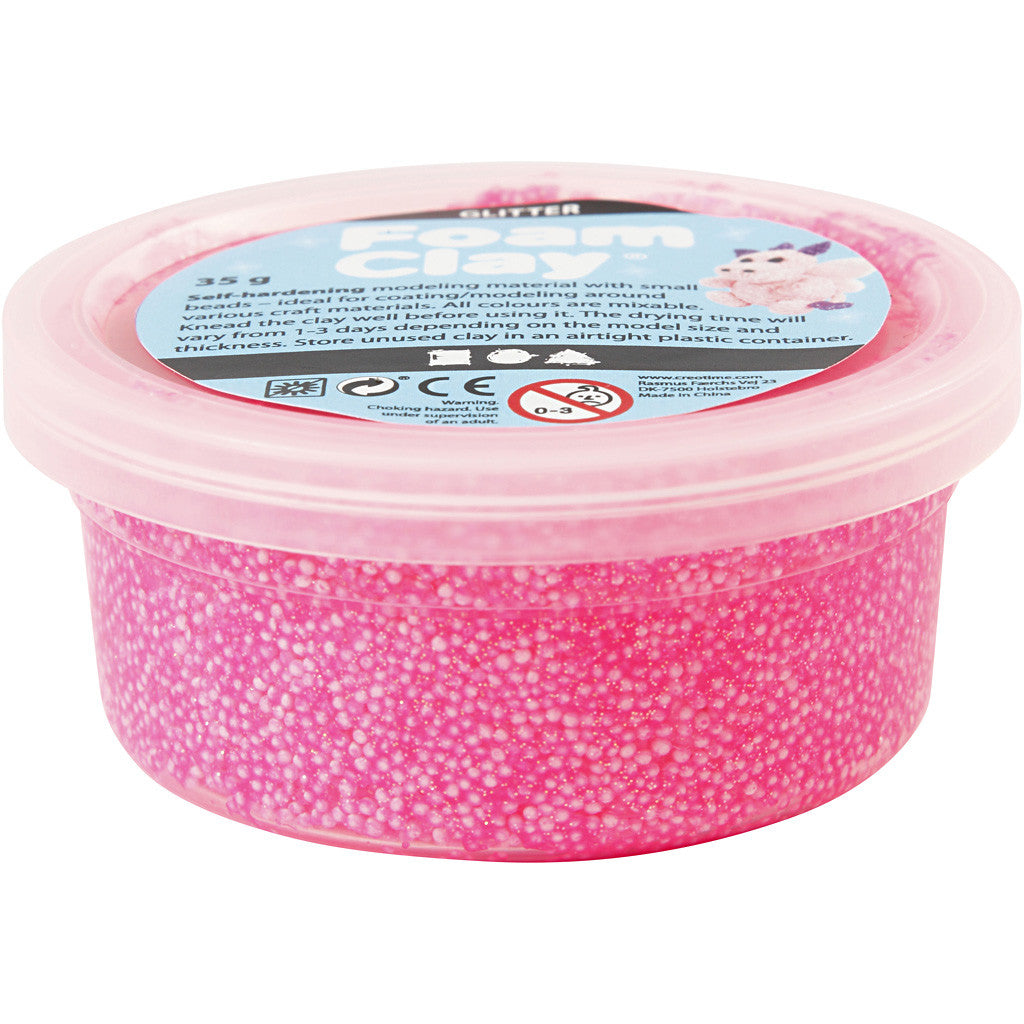 Foam Clay®, glitter, roze, 35 gr/ 1 Doosje [HOB-788820]