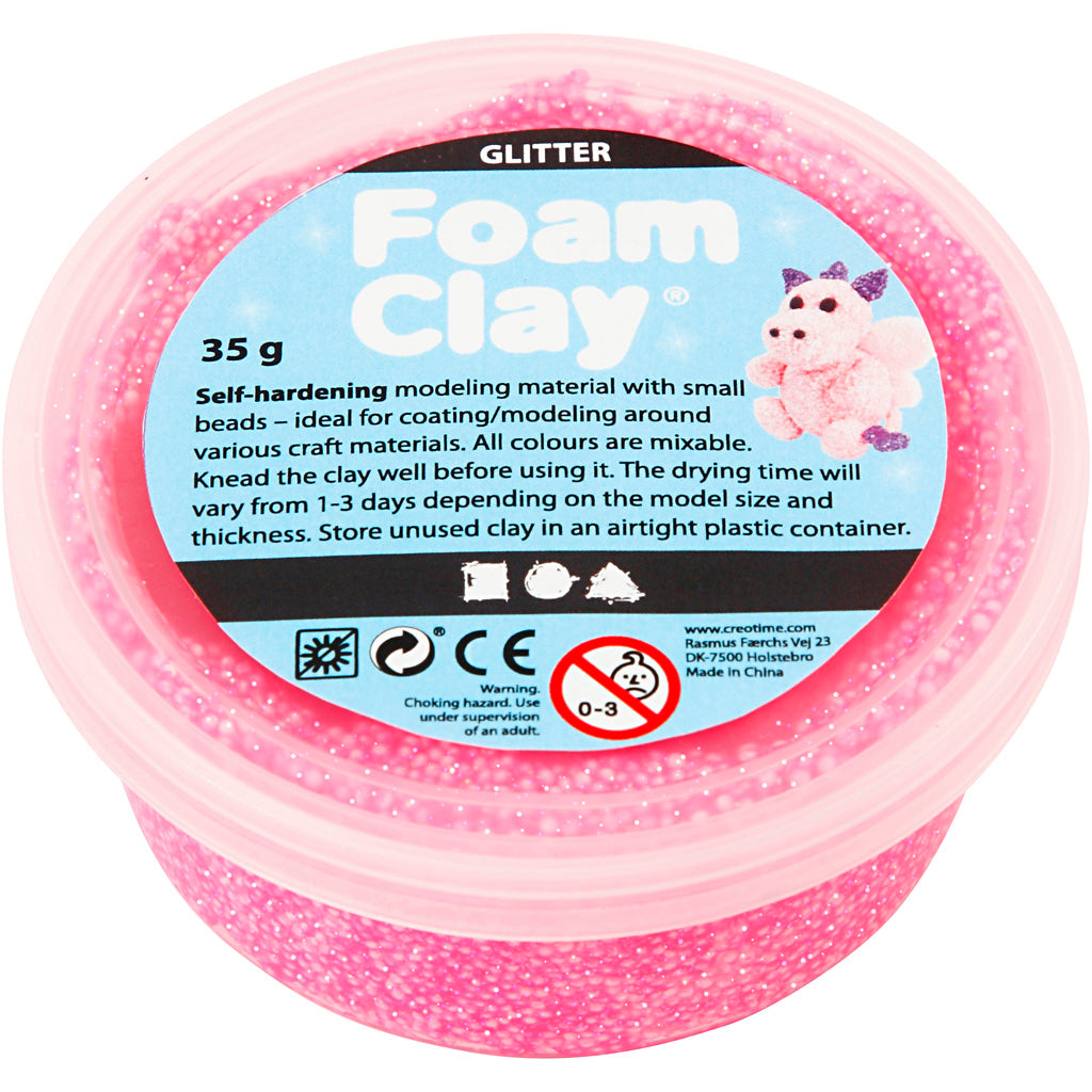 Foam Clay®, glitter, pink, 35 g/ 1 tub