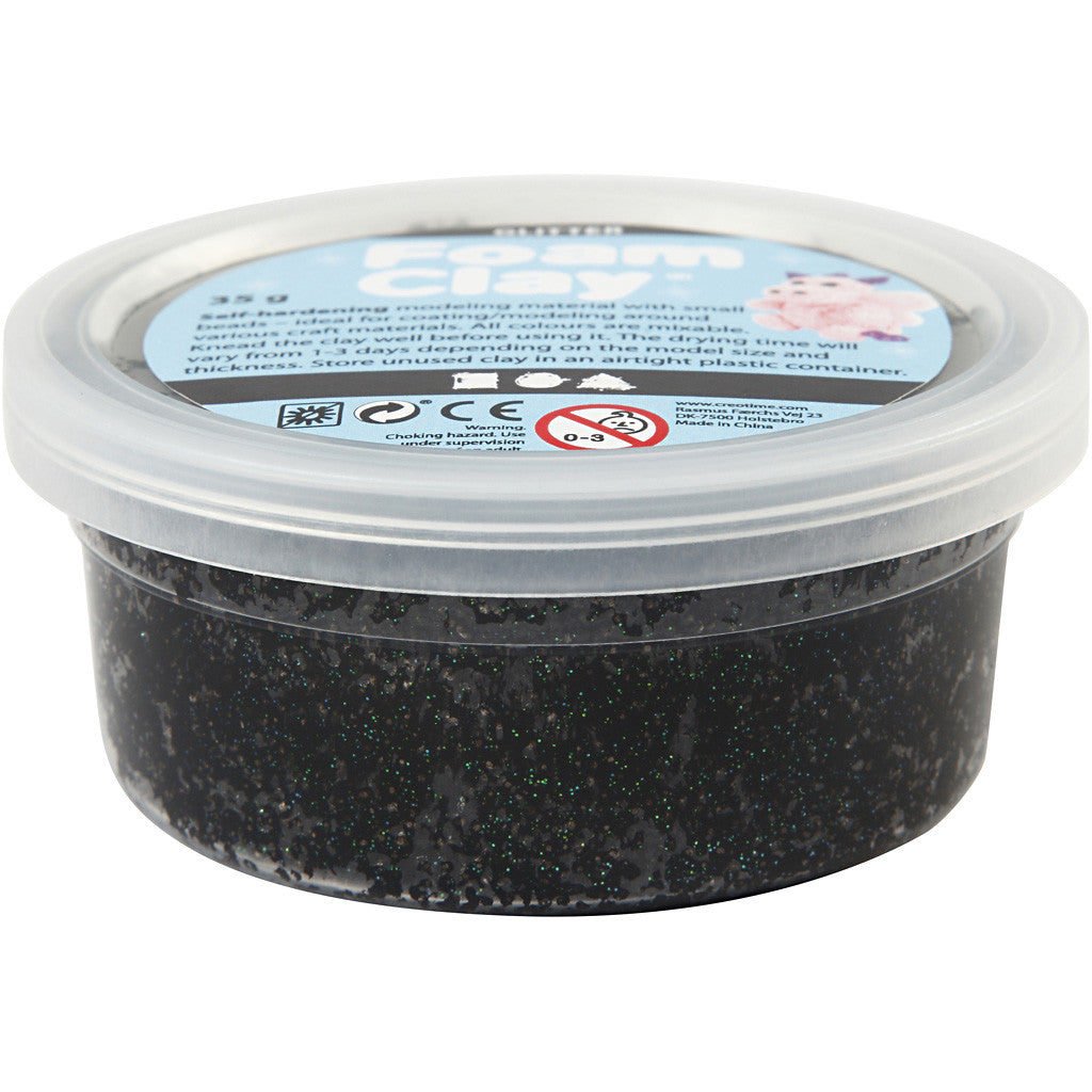 Foam Clay®, zwart glitter, 35 gr/ 1 Doosje [HOB-788860]