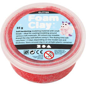 Foam Clay®, glitter, rood, 35 gr/ 1 Doosje [HOB-788870]