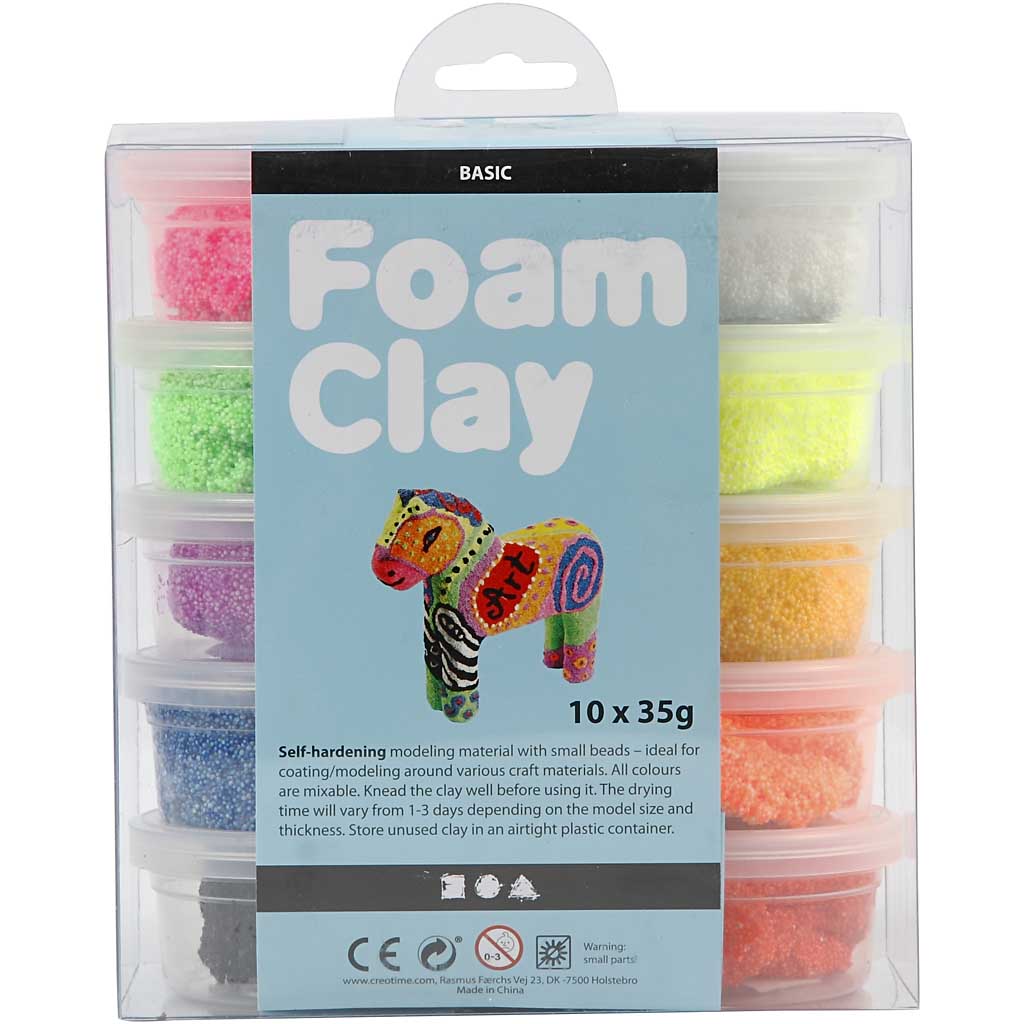 Foam Clay®, ass. de couleurs, 10x35 gr/ 1 Pq. [HOB-78930]