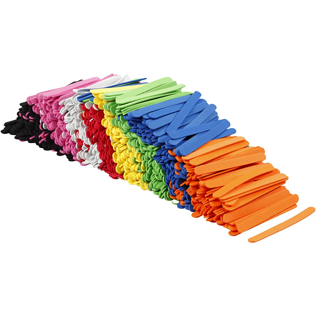EVA Foam Ijsstokjes, L: 11,5 cm, B: 1 cm, dikte 2 mm, diverse kleuren, 1000 stuk/ 1 doos [HOB-79059]