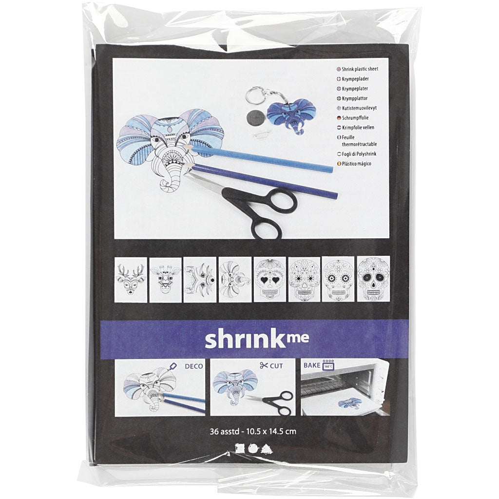 Vellen krimpfolie met motieven, vel 10,5x14,5 cm, dikte 0,3 mm, mat transparant, 36 vel/ 1 doos [HOB-79069]