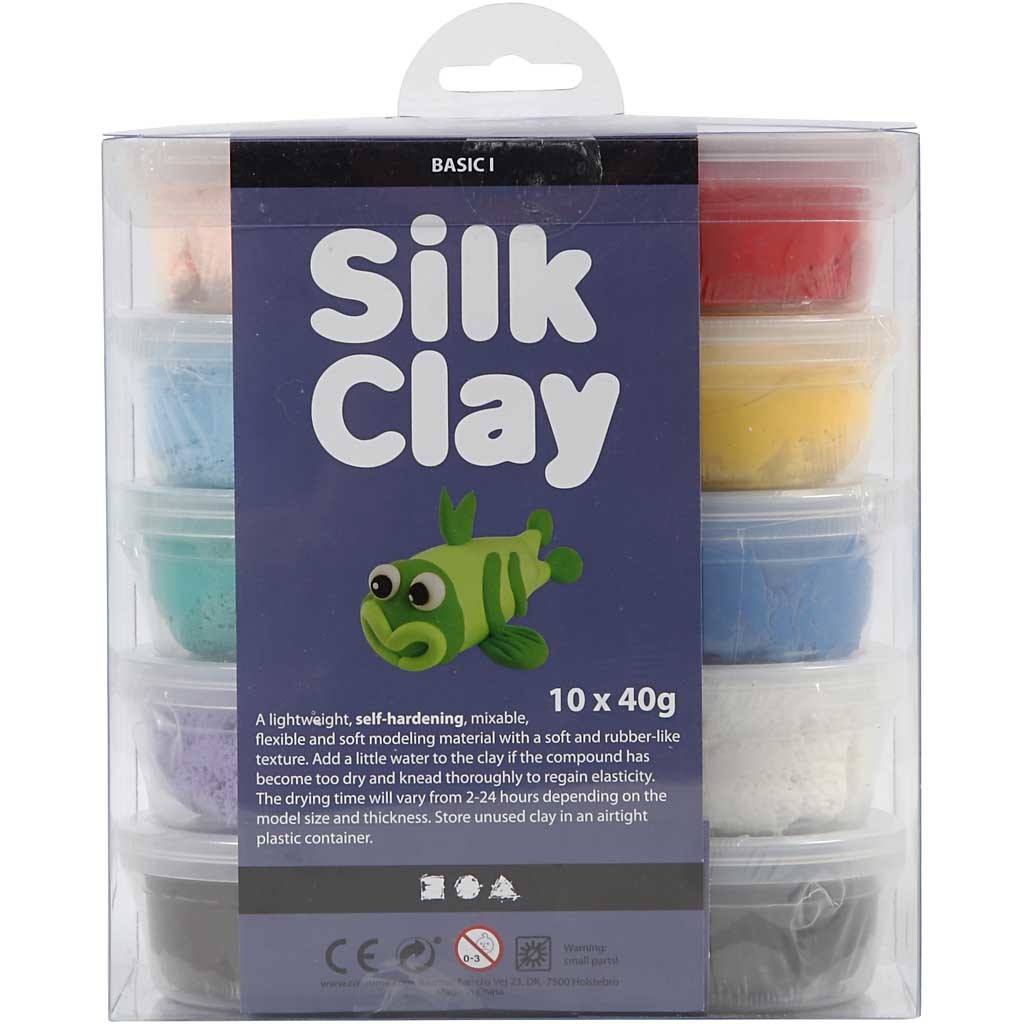 Silk Clay®, Basic 1, diverse kleuren, 10x40 gr/ 1 doos [HOB-79143]