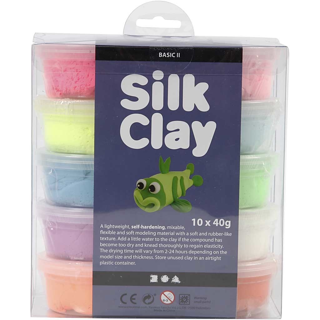 Silk Clay®, Basic 2, ass. de couleurs, 10x40 gr/ 1 Pq. [HOB-79146]